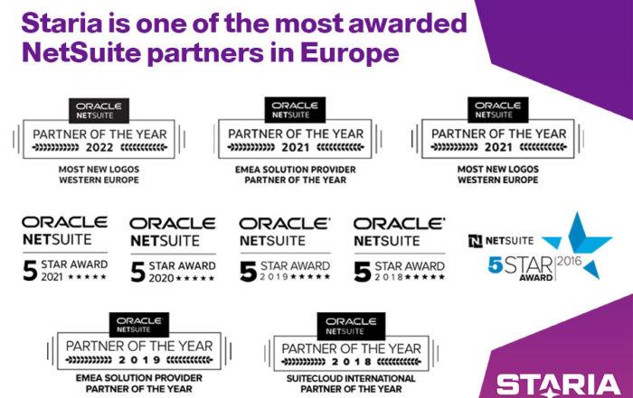 Staria is one of the most awarded NetSuite partners in Europe
