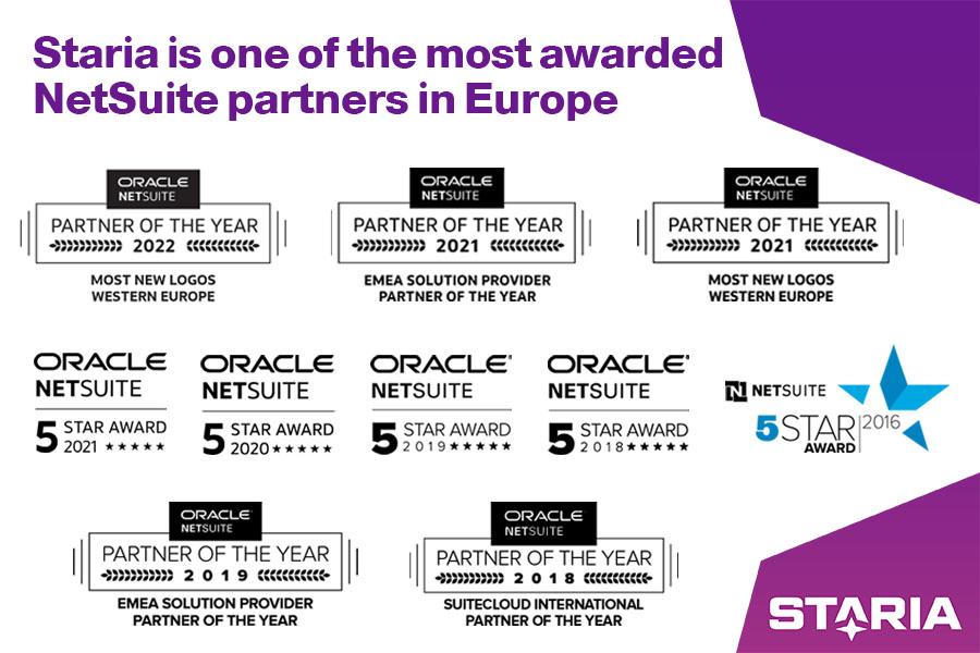 Staria is one of the most awarded NetSuite partners in Europe